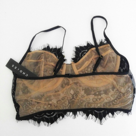 CHOIES Women's Black Sheer Eyelash Lace Bralette S - Picture 3 of 4